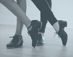 Image of tap shoes with a blue overlay